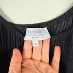 La Ligne Black Smocked Puff Sleeve Midi Dress Size XS Photo 7