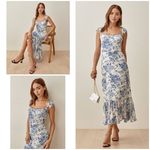 Reformation ππ The Nikita Dress ~ Pompadour Blue Floral Bird Print 10 NWOT Photo 1