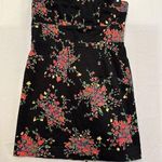 Free People  Mini Dress Women Size 4 Black Floral Strapless Back Zip Poison Apple Photo 0