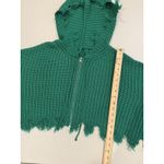 Cropped Knit Zip Up Sweater Hoodie Womens M/L Green Oversized Travel Minimalist Size M Photo 3