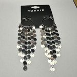 Torrid Silver Tone Hoop Fringed Dangle Pierced Earrings NWT $19.50 Photo 0