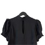 frame denim Frame‎ Small Pleated Puff-Sleeve Silk Mock Neck Blouse Black Dressy Classic Photo 4