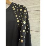 Michael Kors BLACK Ribbed Gold Stud Crew Neck Sweater Size SMALL NWT Brown Photo 4