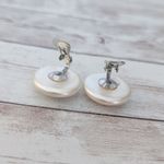 Vintage Clip On Earrings 1 & 1/8" Cream Photo 6