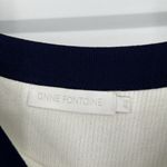 Anne Fontaine Stripe Top Blouse Lace Up Blue Ivory Boat Neck Ribbed Size 42 10 Photo 9