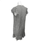 Madewell  Blue White Checkered Plaid Ruffle Flutter Sleeve Mini Shift Dress Sz 6 Photo 3