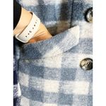 Cinq à Sept CINQ a SEPT Alix Coat Jacket Plaid Shacket Fringe Trim Steel Blue Multi SM NWT Photo 7