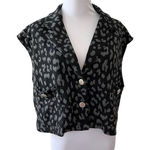 Lavish  Black Grey Cropped Leopard Print Jacket Vest sz MEDIUM NWT‎ Photo 0