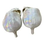 Nina New York Holo iridescent Open Toe Heels Size 8M Evening Pump Formal Silver Photo 2