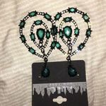 Nicole Miller  Black Green Stones Oval Double Hoops Photo 0