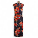 Talbots Womens Maxi Dress Size 6 Blue Orange V Neck Floral Beach Aloha Vacation Photo 1