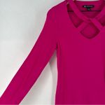 INC Pink Strappy Cutout Scoop Neck Long Sleeve Stretch Knit‎ Top Photo 3