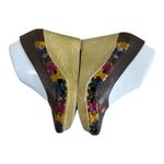 Handmade Leather Huarache Wedge Size 7 Brown Floral Embroidered Mexico Heels Photo 3