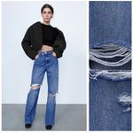 ZARA Ripped Wide Leg Jeans Photo 0