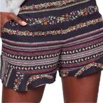 Loft  Multicolor Floral Striped Ruffled Side Zip High Rise Pocket Shorts Size 10 Photo 0