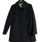 J.Crew  Vintage dark gray Wool Peacoat fall winter lime green lining button Photo 0
