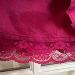 Anthropologie  Maeve Barbie Hot Pink 100% Silk Strapless Ruffle Lace Dress Size 6 Photo 8