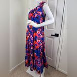 Pretty Garden Floral Maxi Dress in Blue and Red. #107 Size L Photo 4