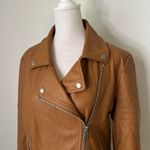 7 For All Mankind brown faux leather moto jacket size M Photo 2