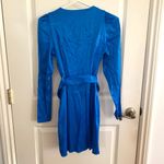 ZARA  Satin Belted Wrap Style Mini Dress in Blue Photo 5