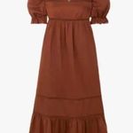 Reformation Bekkah Crocheted Lace Trim Organic Cotton Midi Dress in Cinnamon XS Photo 6