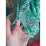 Laundry by Shelli Segal dress formal beaded 100% silk swing skirt shoulder pads blue Photo 6