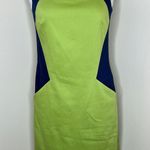 Etcetera Sheath Dress w Pockets 6 Green Navy Blue Colorblock Sleeveless Cutout Photo 0
