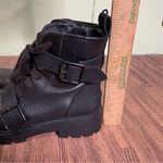 UGG ‎ Noe Combat Moto Leather Black Lug Sole Buckle Boot Women Sz 8 Military Cop Photo 4