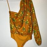 Cami NYC  The Lenore Silk Bodysuit One Shoulder Long Sleeve Yellow Citrus S NWT Photo 4