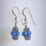 Blue Striped Glass Beaded Boho Earrings Photo 2