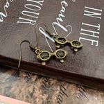 Vintage Bronze Glasses Earrings Book Lover Steampunk Gift Brown Photo 1