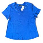 Karen Scott royal blue short sleeve, studded tee short, size PXL, NWT Photo 0