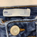 ZARA Blue Ankle Cropped Jeans with Red Accents Size 4 Photo 1
