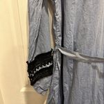 Who What Wear Blue Belted Dress Embroidered and Crochet Sleeves Boho Large Photo 8