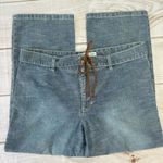 Tommy Hilfiger Wide Leg Denim Capri Flat Front Pants w Leather Laced Belt Sz 12 Photo 0