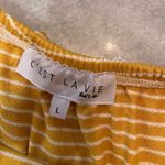 C’est La Vie Size L Marigold White Stripe Off The Shoulder Ruffle Top Size L Photo 6