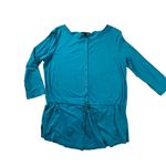 Ralph Lauren Lauren  Cotton Tunic Top‎ Size Lg Teal Long Sleeve Drawstring Waist Photo 1