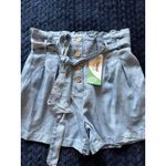 Love Tree Shorts Womens Blue Tencel Pockets Tie Belt Smocked Waist Sz Small NWT Photo 1