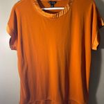 The Limited  orange fall satin trimming short sleeve solid textured blouse medium Photo 0