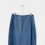 [Vintage] 90s Lizwear Medium Wash Denim Wrap Front Straight Midi Skirt Size 12 Blue Photo 3