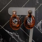 Vintage Clip On Earrings Dark Amber Tone Dangle Photo 1