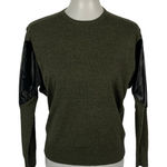 YAL New York Sweater Small Green Faux Leather Pullover Edgy Streetwear Photo 0