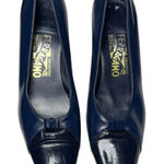 Salvatore Ferragamo Salvatore Ferragamo Square Toe Pumps Women's 7.5 AA Narrow Navy Leather Italy Photo 0