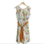 VTG 60’s Mode O’Day Orange Belted Waist Floral Dress USA Cottagecore Boho Photo 2