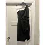 Vince Camuto Women's Black Ruffled One-shoulder Satin Sheath Dress Size 10 Lined Photo 2