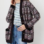 Ann Taylor NWT tweedy plaid oversized boyfriend cardigan multicolor tweed button Photo 0