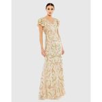 Mac Duggal Embellished Ruffled Cap Sleeve V-Neck Gown Size 12 NWT #10772 Sequins Photo 0