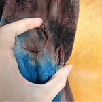 Y2K Lapogee Tie Dye Applique Smocked Flowy Asymmetric Midi Tank Dress One Size Blue Size undefined Photo 6