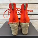 Vince Camuto VC Tannon Blood Orange Suede Lace Up Espadrille Wedge Sandals 8.5 Photo 4