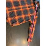 Old Navy Evermore Boyfriend Fit Flannel Shirt Orange Plaid Small Swiftie Cozy Photo 9
